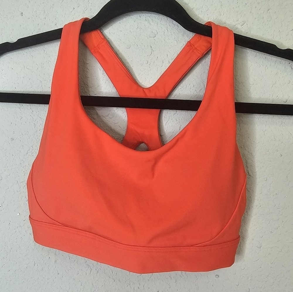 Athleta Womens Racerback Sports Bra Orange Performance Activewear Cutout Back XS